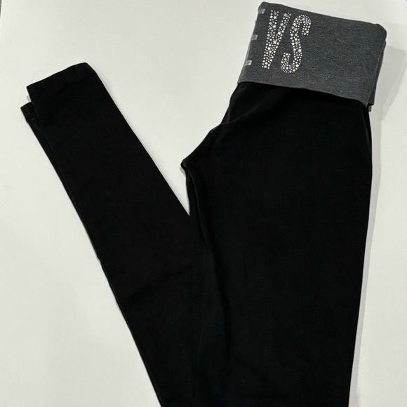 VICTORIA’S SECRET Women’s Cotton Mid-Rise Fold Over Yoga Leggings - size XS - Picture 4 of 6